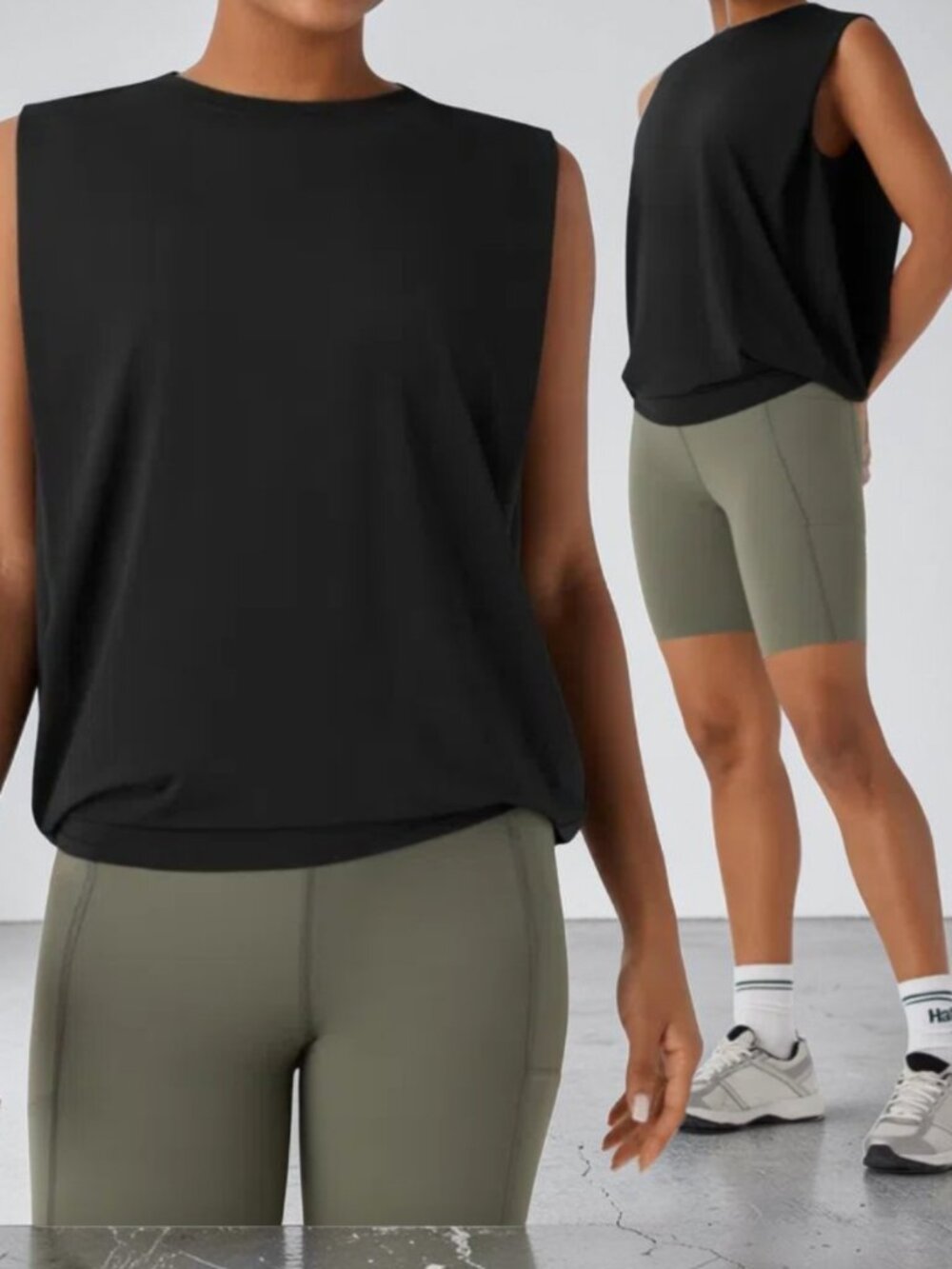 NWT HALARA (LG) ATHLETIC Sleeveless Tank Top Workout Athleisure Black